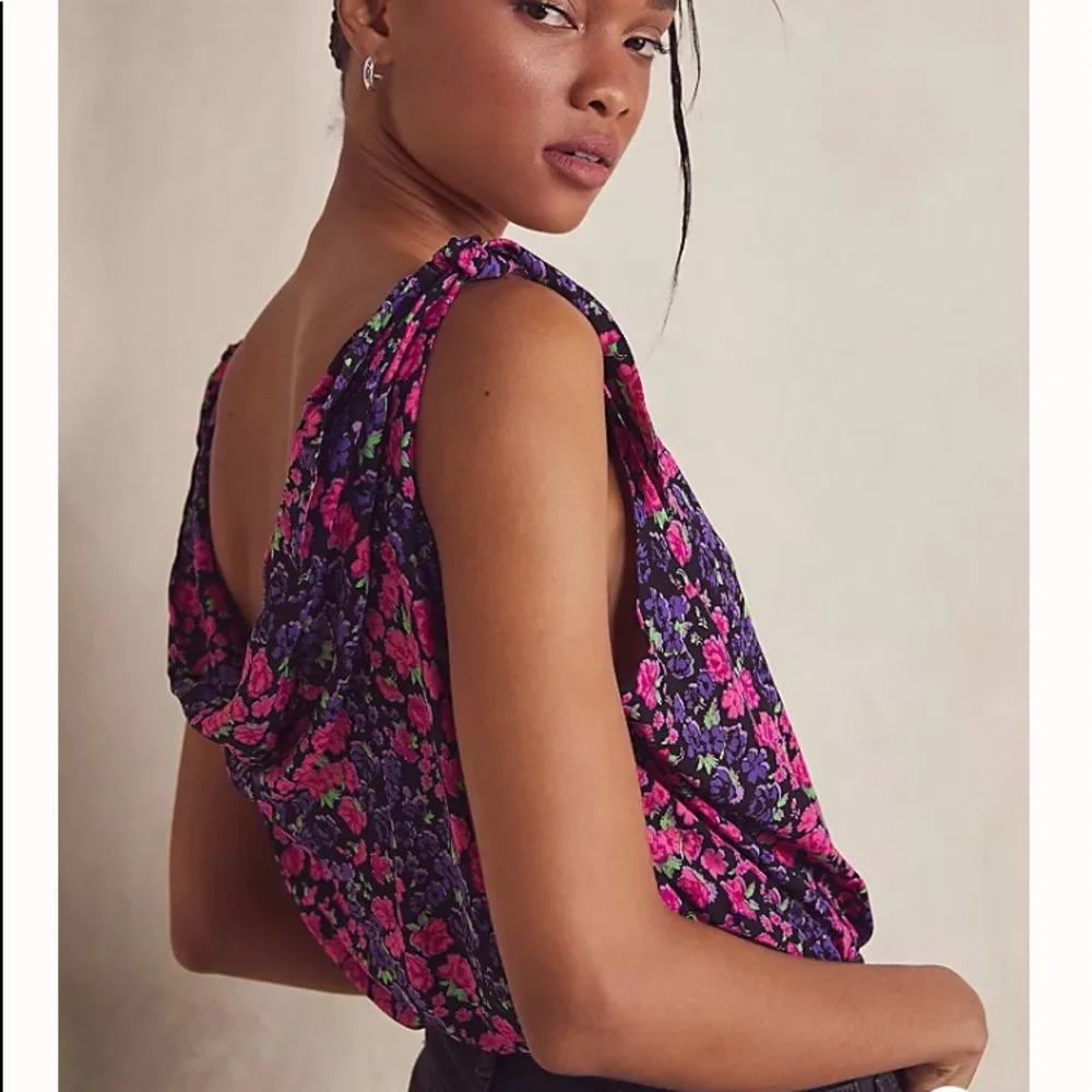 Free People Bare It All Bodysuit Floral Boho Purple Pink Party Blouse XS